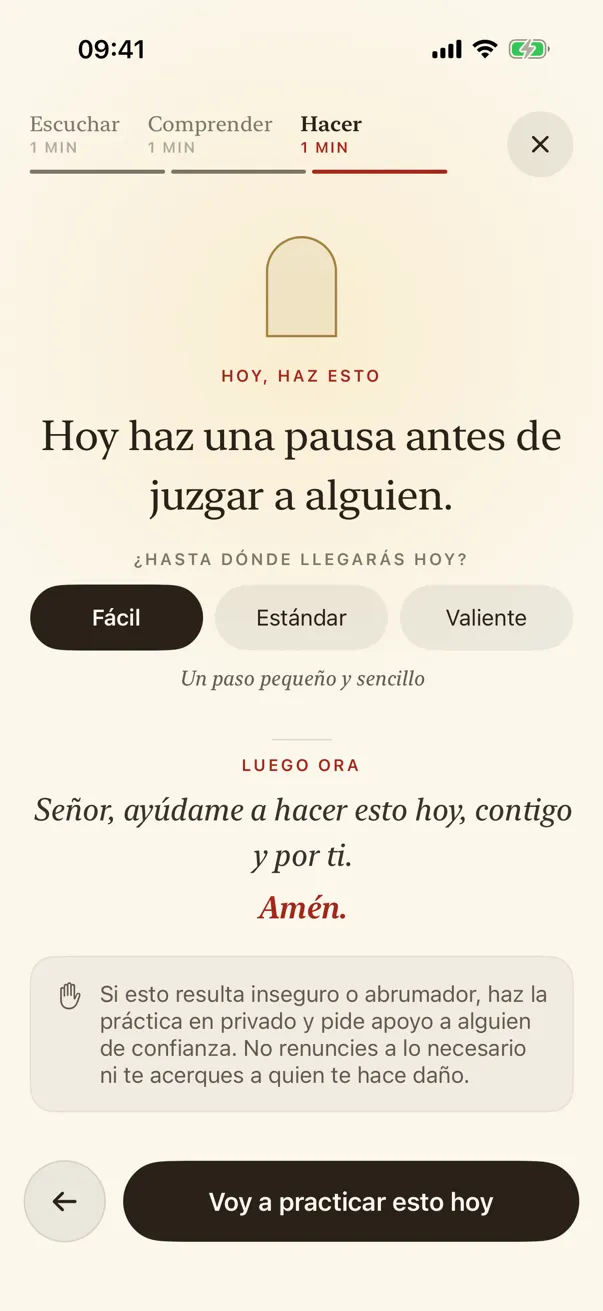 Hacer: elige hasta dónde llegar hoy.